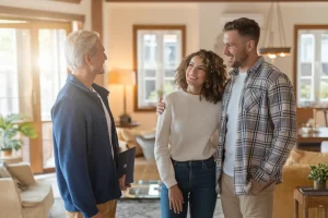 Happy couple buying a house in Ottawa.