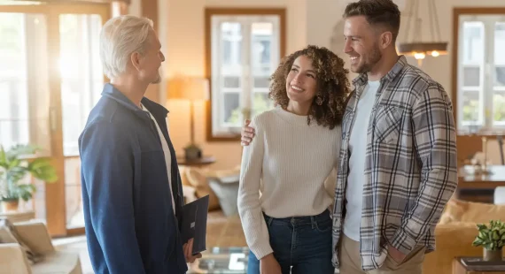 Happy couple buying a house in Ottawa.